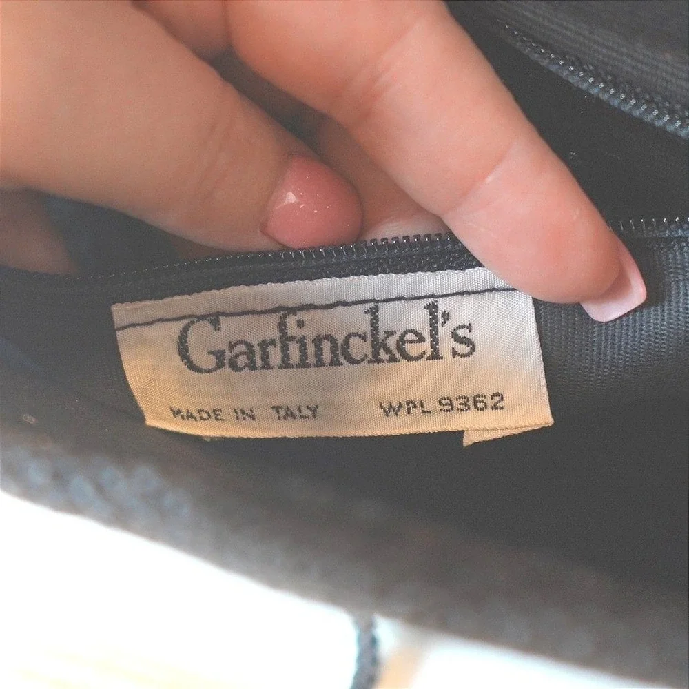 Vintage Garfinckel's Raffia Woven Purse Made in Italy Large Black Shoulder Bag